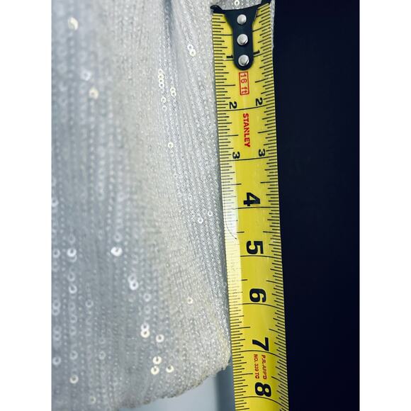 Show Me Your Mumu Good Time White Sequin Top Medium NWT Long Sleeve Party Blouse - Picture 7 of 8